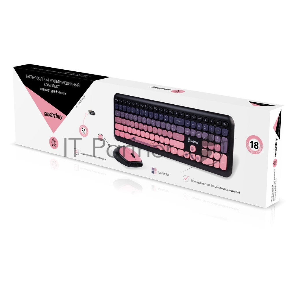 SBC-666395AG-KP Комплект клавиатура+мышь мультимедийный Smartbuy 666395 черно-розовый (SBC-666395AG-KP) /10