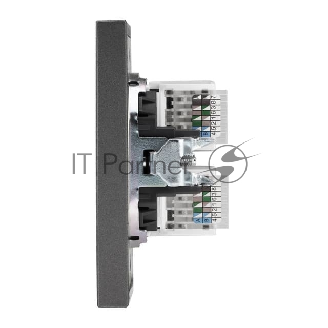 Розетка Kranz STRONG компьютерная двойная RJ45+RJ45 кат6 с/у графит