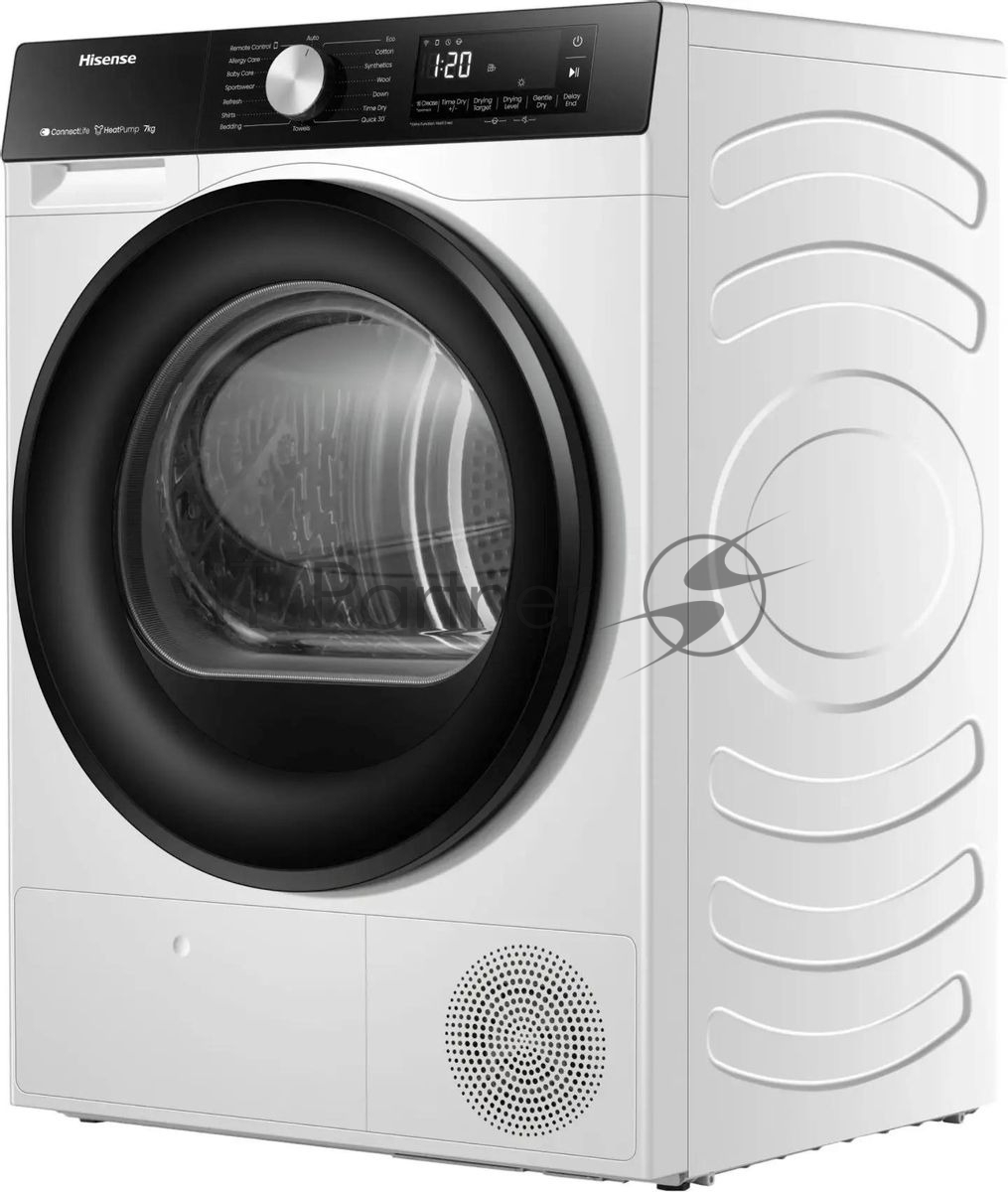 Сушильная машина Hisense DH3S702UWDE белый, 7 кг, сушка - конденсационная, программ - 16, 59.5 x 84.5 x 54 см