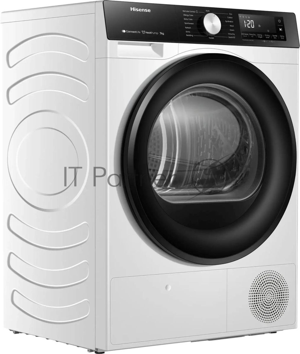 Сушильная машина Hisense DH3S702UWDE белый, 7 кг, сушка - конденсационная, программ - 16, 59.5 x 84.5 x 54 см