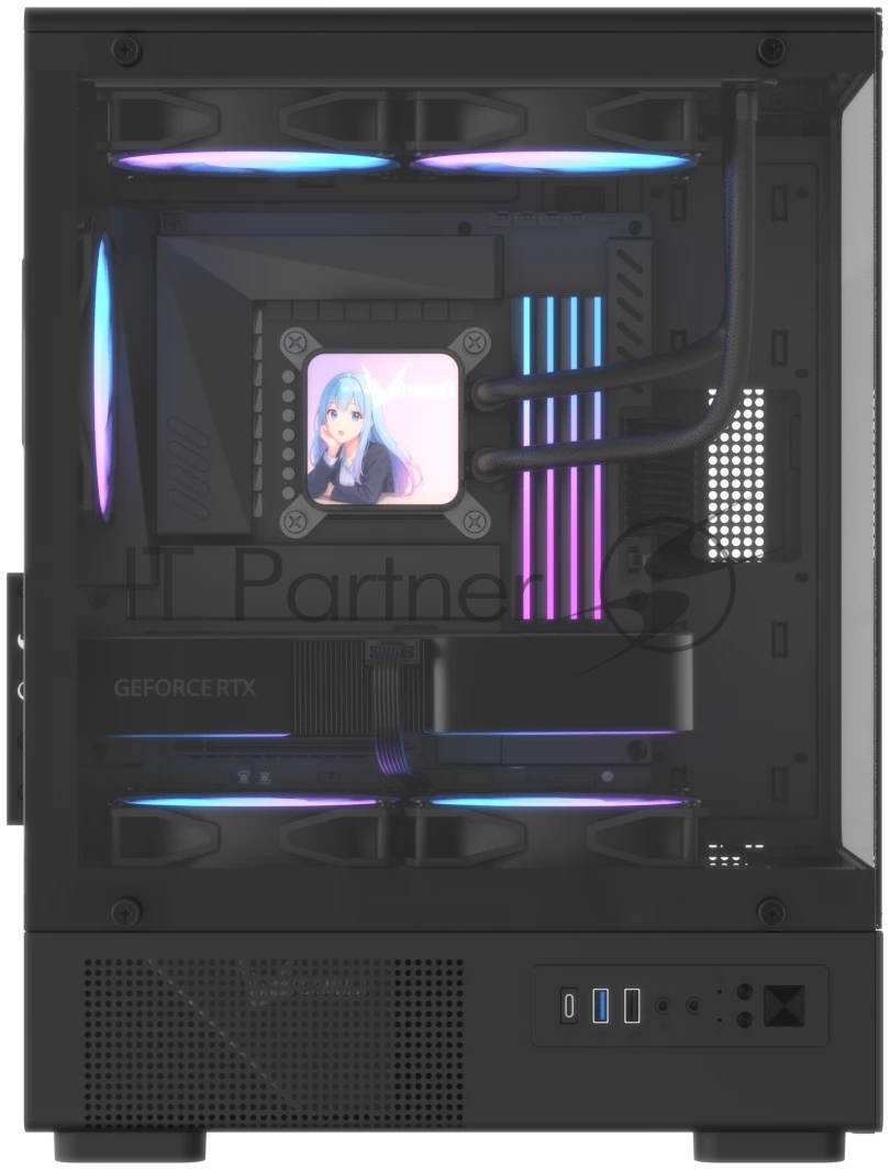Корпус Formula Crystal Z1CM Plus AR v2 черный без БП mATX 5x120мм 1xUSB3.0 audio bott PSU