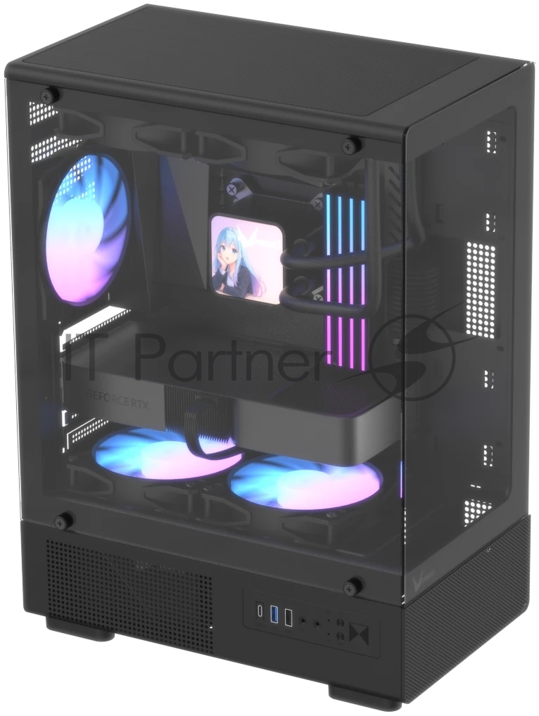 Корпус Formula Crystal Z1CM Plus AR v2 черный без БП mATX 5x120мм 1xUSB3.0 audio bott PSU