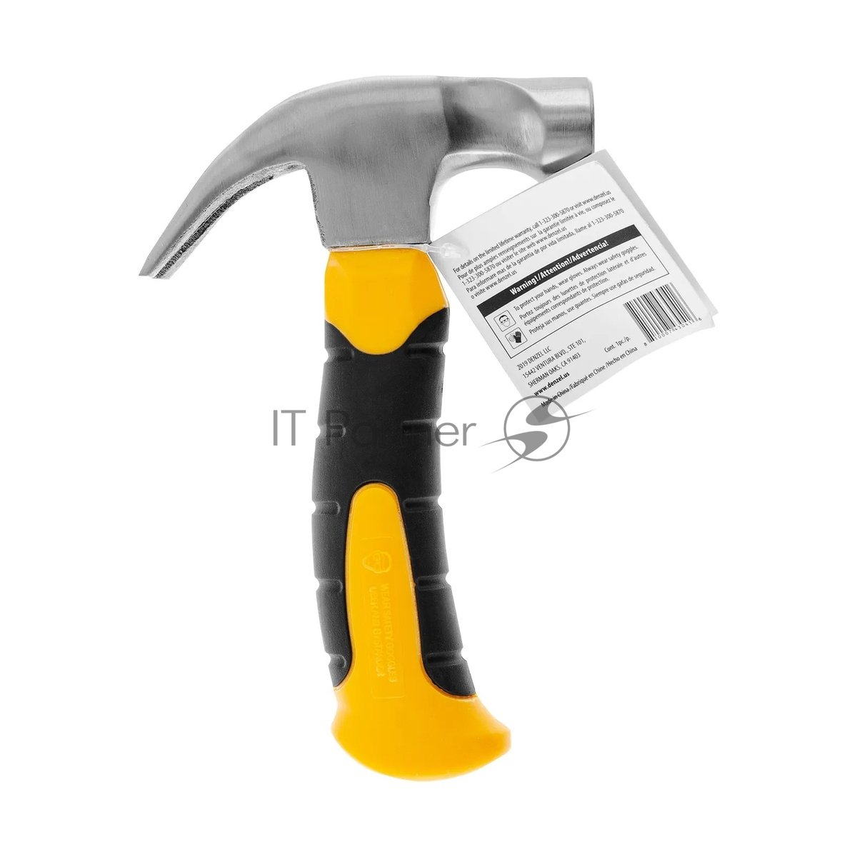 Denzel 7710443 Молоток-гвоздодер мини Denzel, боек с магнитом, фибергласовая  двухкомпонентная  рукоятка,  9oz, 250г