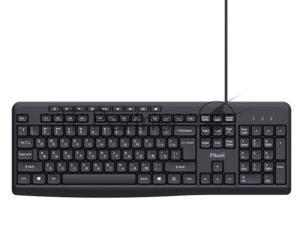 Клавиатура Filum FL-KB10-BK USB 113 кл., мембранная, черная, Windows XP/Vista/7/8/10, MacOS	