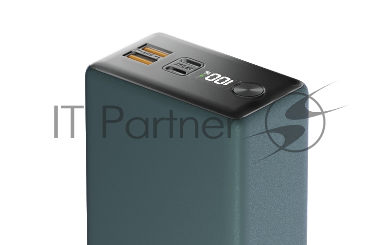 Портативный аккумулятор OLMIO QX-30, 30000mAh, 22.5W, QuickCharge3.0/PowerDelivery, LCD, темно-зеленый