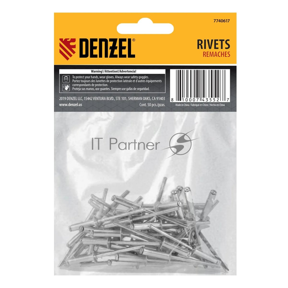 Denzel 7740617 Заклепки алюминиевые Denzel, 5/32"-5/8", 4 х  15  мм,  50 шт.