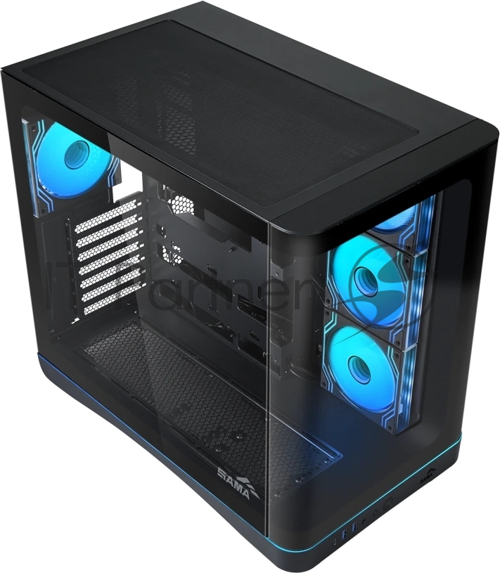 Корпус SAMA V62S, Midi-Tower, чёрный, 4 x 120 мм