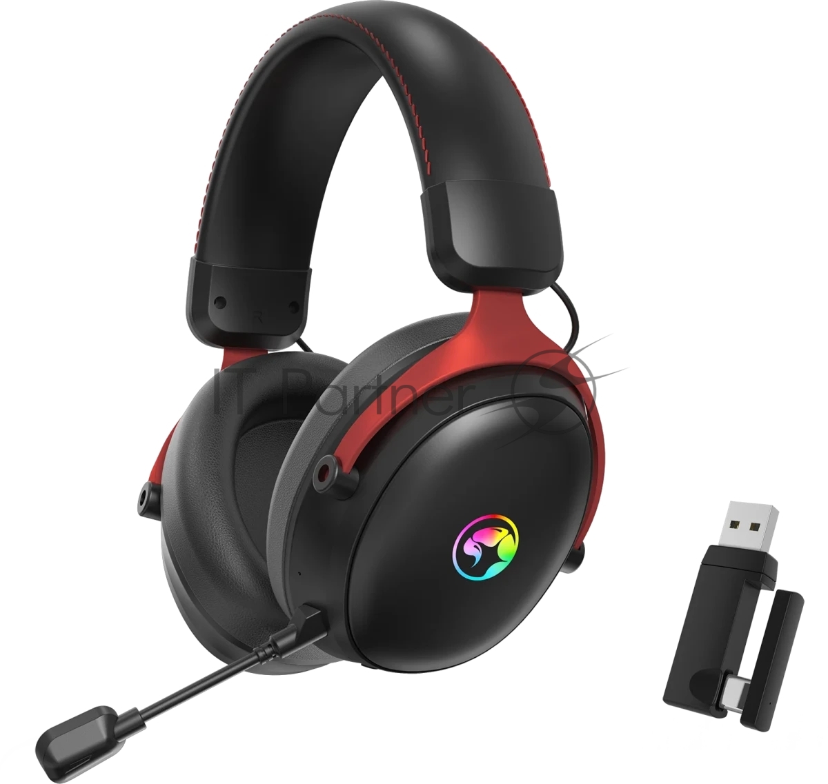 Гарнитура Marvo HG9076W Tactic X Pro чёрный, беспроводная + проводная, радиоканал, до 12 ч, подсветка, совместимость с PS5, Xbox