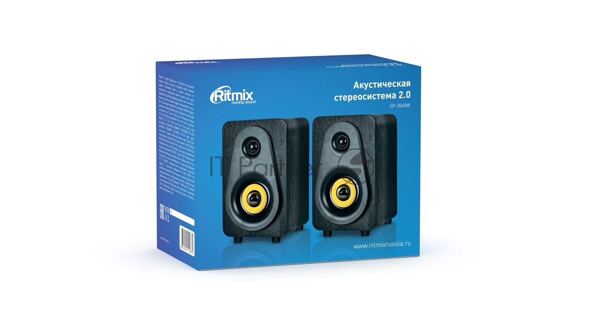RITMIX SP-3040W {RMS: 10 Вт (2 х 5 Вт), Диаметр динамиков: 2’’, Частотный диапазон: 180 -20 кГЦ, Отношение сигнал/шум: 70 дБ}
