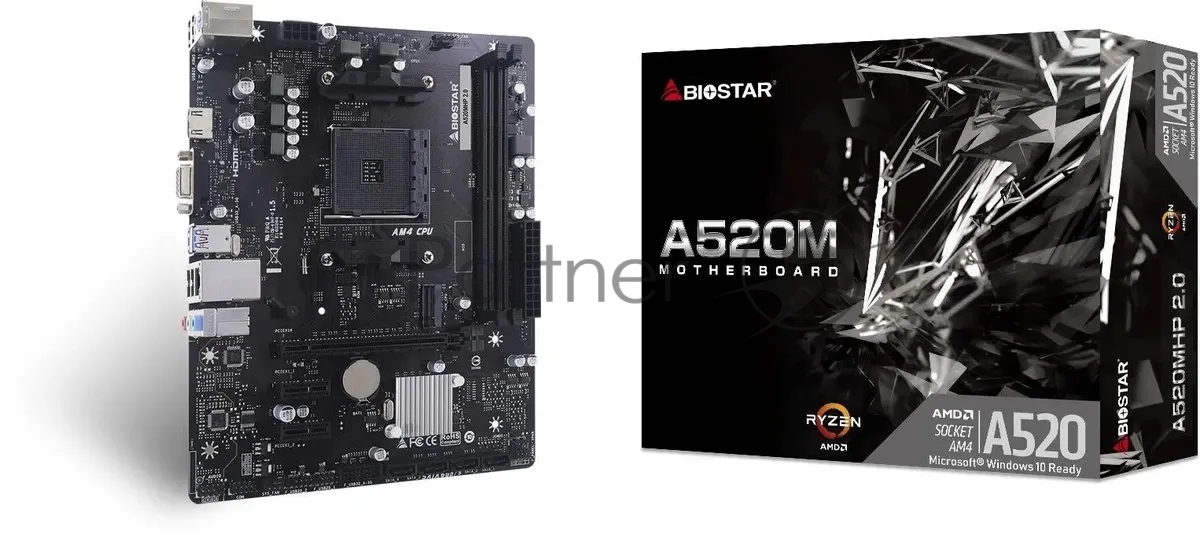 Материнская плата Biostar A520MHP 2.0, AM4, AMD A520, 2xDDR4, 4xSATA, 1xM.2, 1xPCIe 3.0 x16, 2xPCIe 3.0 x1, 1xVGA, 1xHDMI, 1x1Gb LAN, 2xUSB-A 5Gbps, 4xUSB-A 2.0, 3x3.5 мм, 7.1, mATX