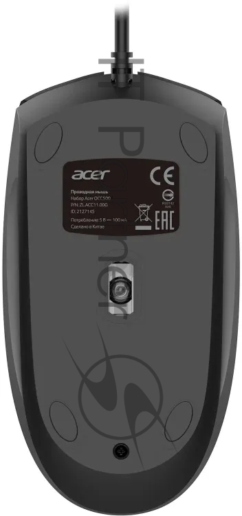 Комплект клавиатура+мышь Acer OCC500 проводной, USB, 1200 DPI, черный