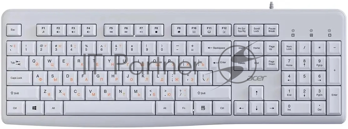 Клавиатура Acer OKW500 проводная, USB Type-A, белый