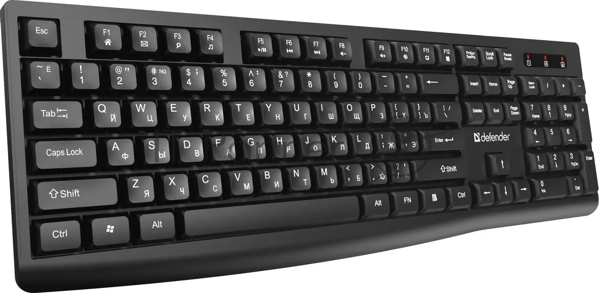 Комплект клавиатура+мышь Defender C-972 беспроводной, USB, 1600 DPI, черный