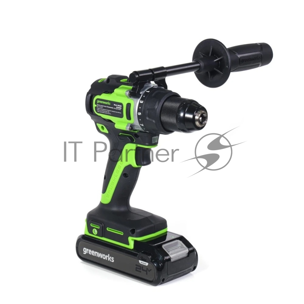 Дрель-шуруповерт GREENWORKS GD24DD90, 24 В, 0,9 Ач, 90 Нм, бесщеточный