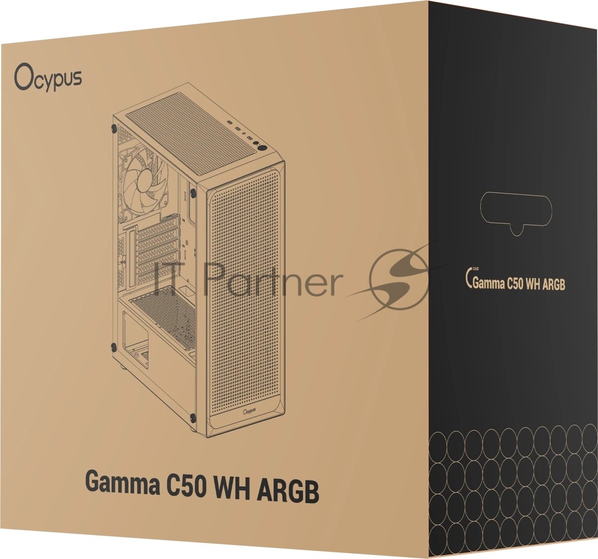 Корпус Ocypus Gamma C50 WH ARGB, Mini-Tower, белый, 4 x 120 мм