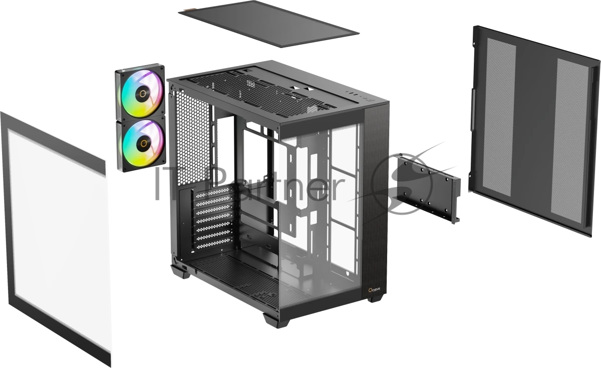 Корпус Ocypus Delta C74 ARGB Black, Midi-Tower, чёрный, 2 x 120 мм