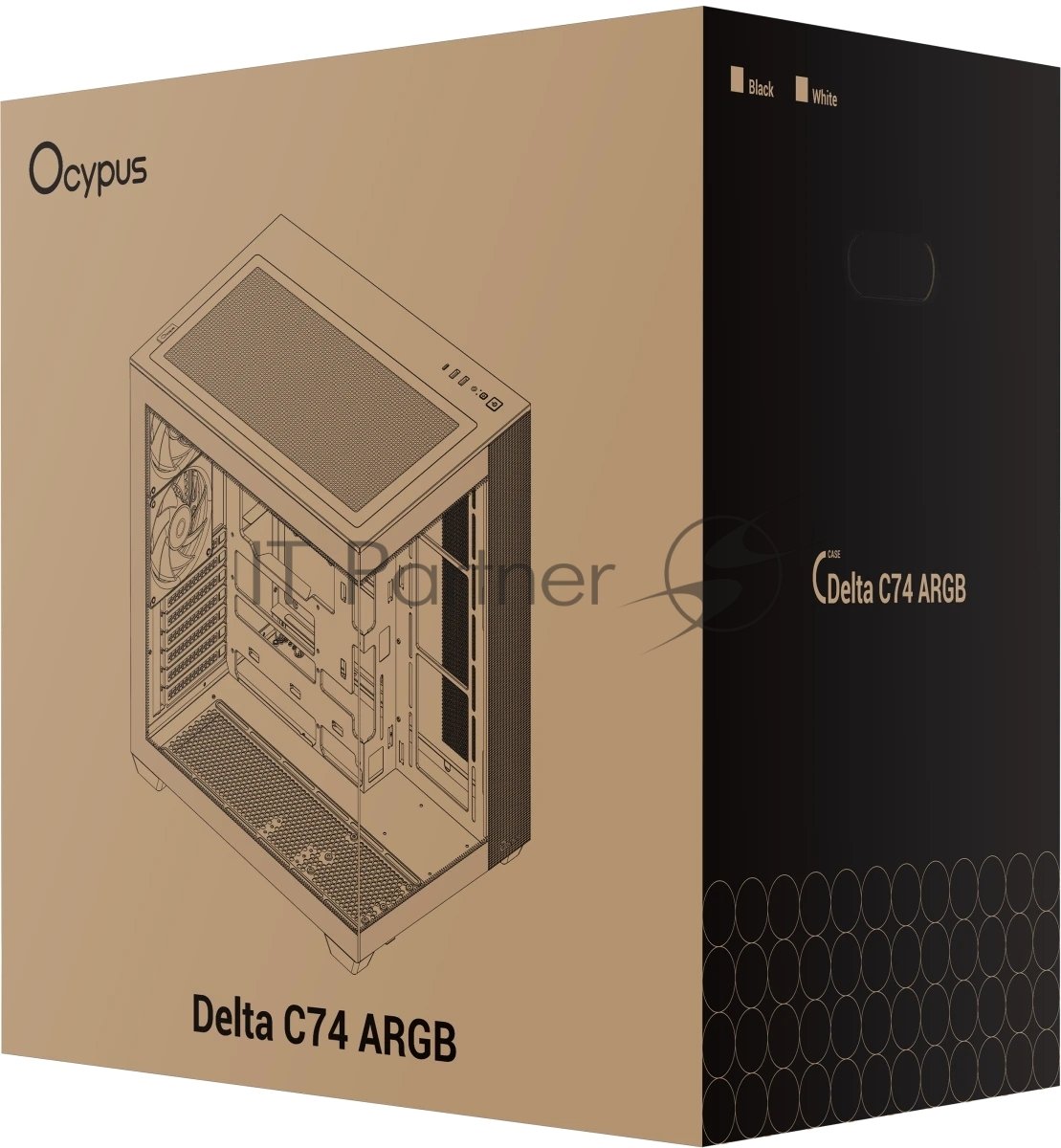 Корпус Ocypus Delta C74 ARGB Black, Midi-Tower, чёрный, 2 x 120 мм