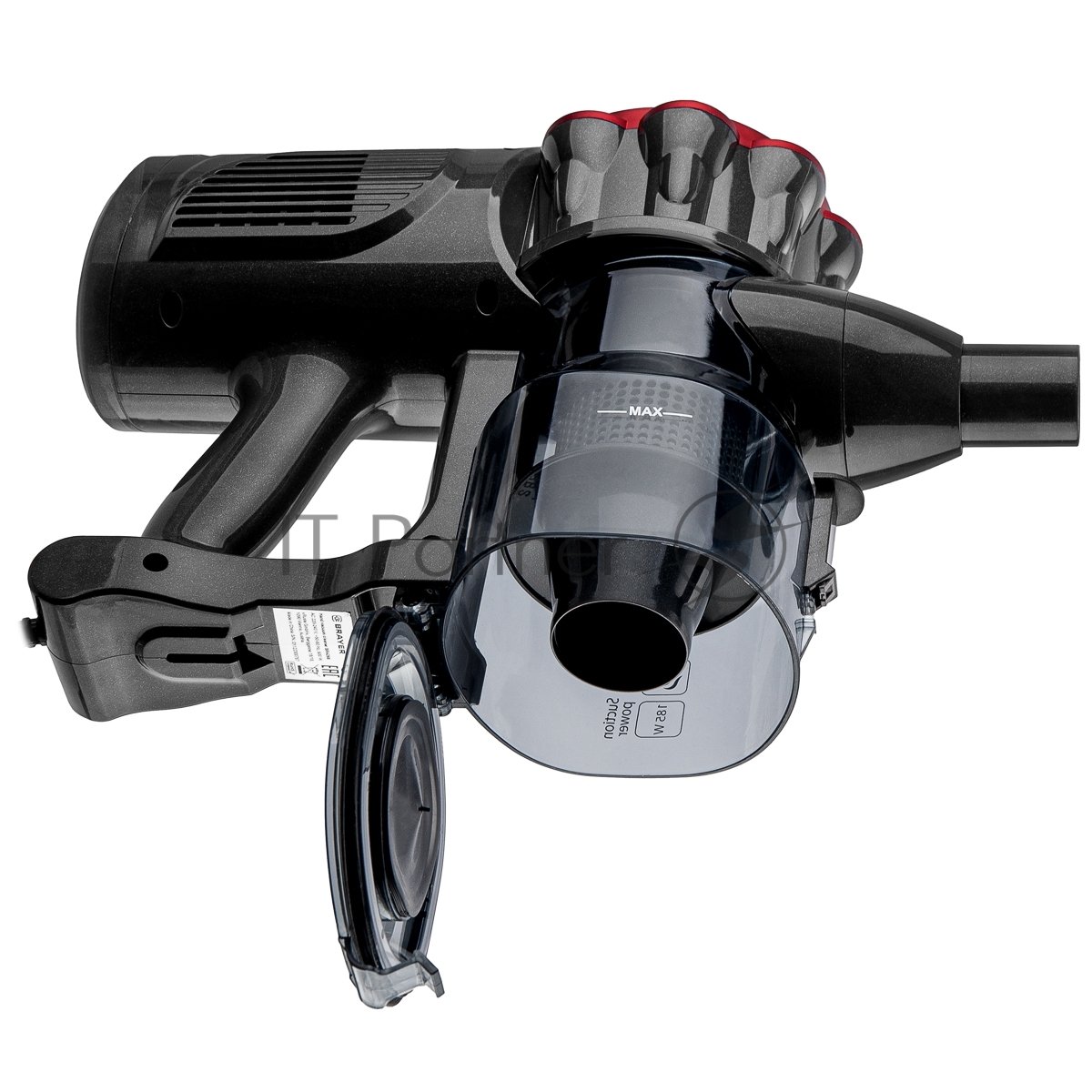 Пылесос вертикальный BRAYER BR4268 серый/красный, питание от сети, 185 Вт, уборка сухая, пылесборник 0,8 л