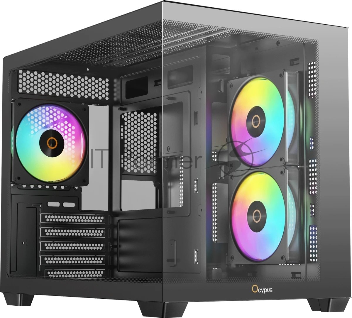 Корпус Ocypus Gamma C54 BK ARGB, Mini-Tower, чёрный, 3 x 120 мм