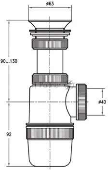 Сифон VIRPlast 30980611, Элит, 1¼×40 мм, решетка пластик