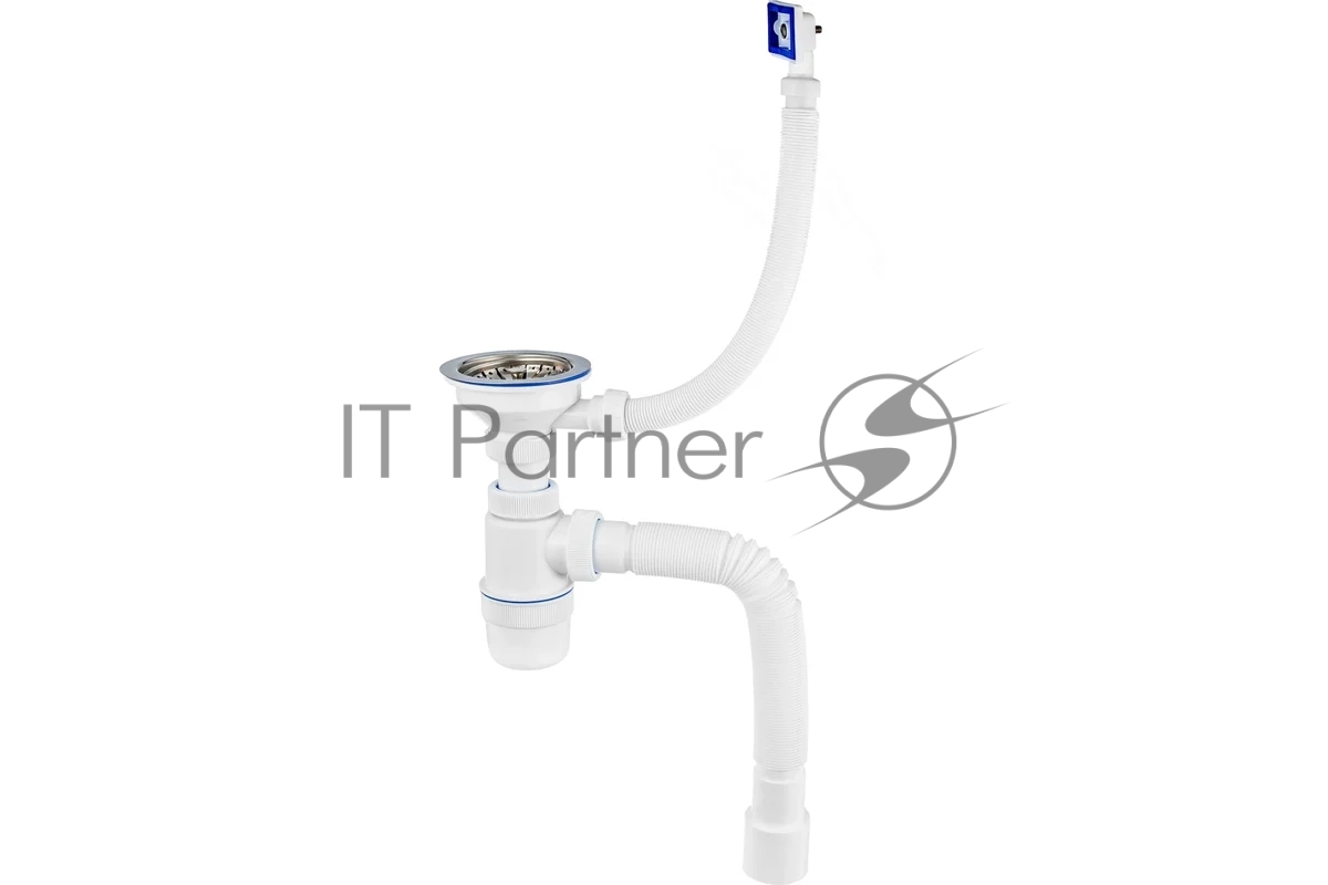 Сифон VIRPlast 30987084, Элит, нерж. чашка D114 мм, перелив, гофротруба 800 мм, 3½-D40/50