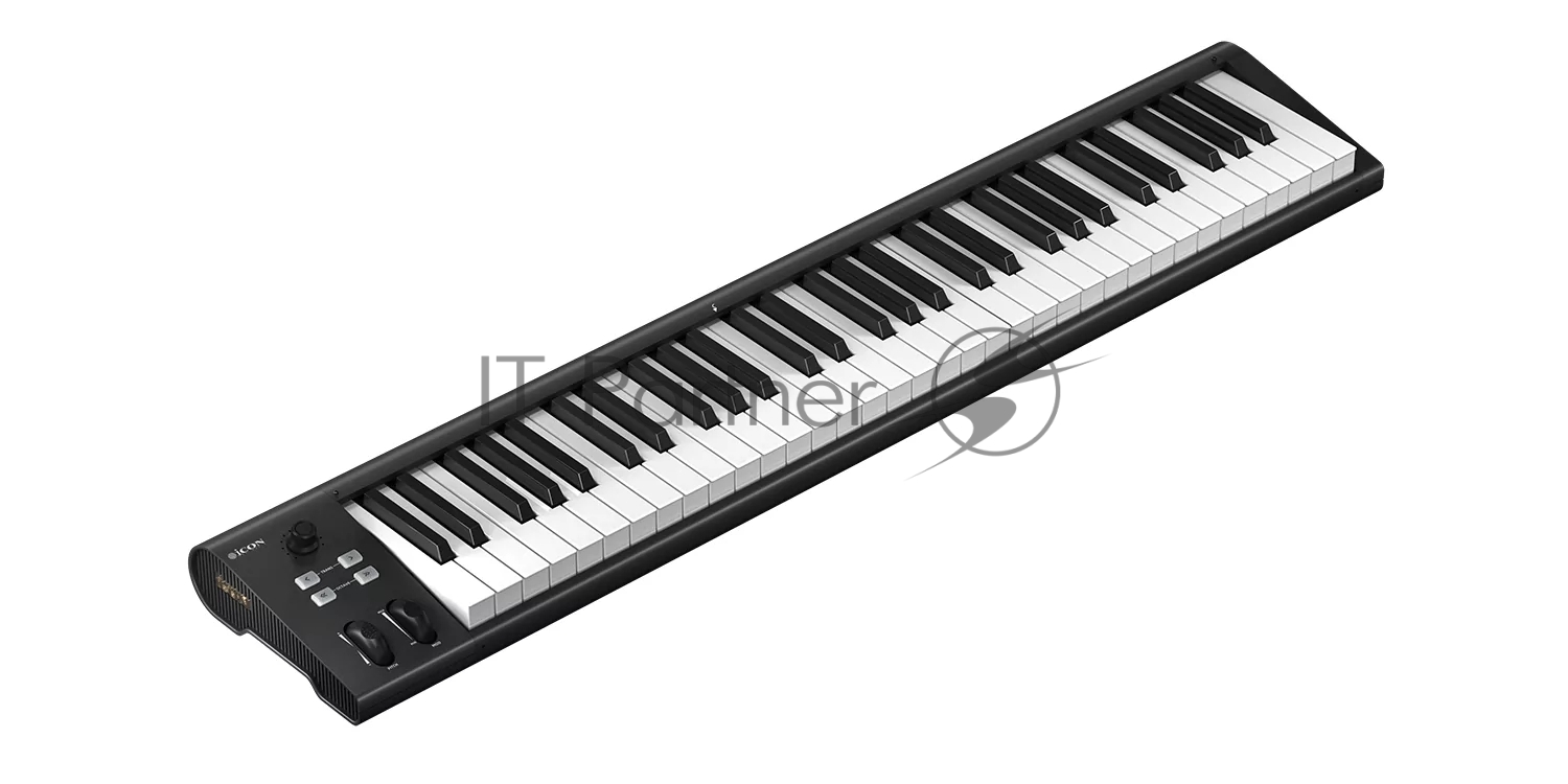 MIDI клавиатура [110105A2031] Icon [Artist 61] USB MIDI клавиатура, 61 полувзв. клавиша, колеса Pitch&Modulation, двухфунк. энкодер с 11-ти сегм. LED индикатором, 4 кнопки переключения октав и транспонирования, разъемы 2х1/4" TRS Jack, 2x USB-C