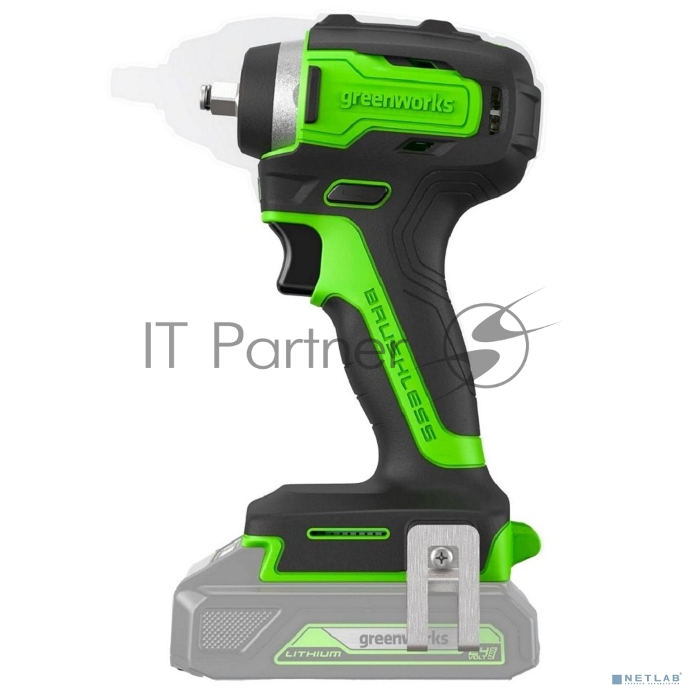 Гайковерт ударный аккумуляторный Greenworks G24IW200 24V, 200 Нм, бесщеточный, 3/8'', 1х2Ач,ЗУ,кор 3803607CUA