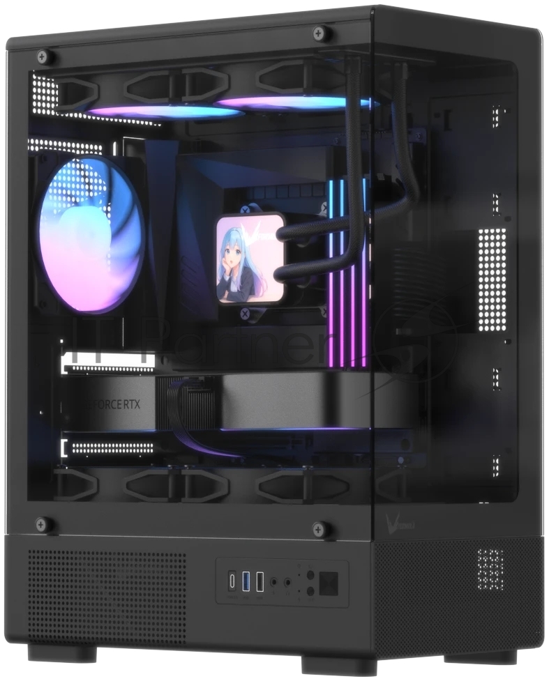 Корпус Formula Crystal Z1CM Plus AR v2 черный без БП mATX 5x120мм 1xUSB3.0 audio bott PSU