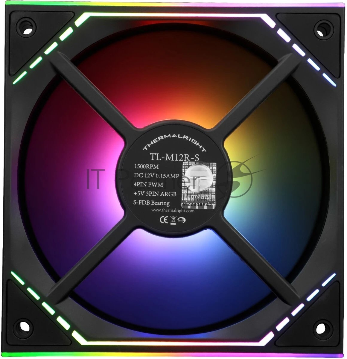 Кулер для корпуса Thermalright TL-M12R-S Reverse (124x120x25mm, 4-pin PWM, ARGB, 34.43CFM, 23.2dBA, 1500RPM, черный)