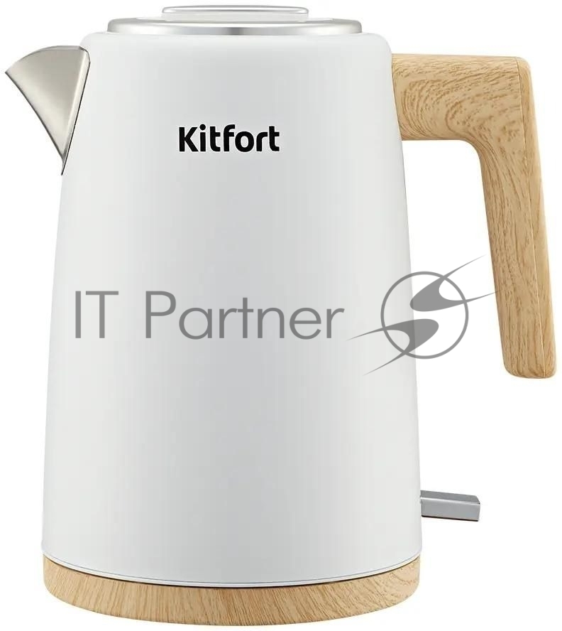 Чайник электрический Kitfort КТ-6794 1.7л. 2200Вт белый/дерево корпус: нерж.сталь/пластик