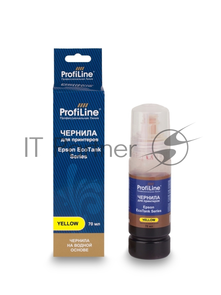 Чернила ProfiLine для принтеров Epson EcoTank 1810/2700/2710/2711/2712/2714/2715/2720/2726/2750/2810/2811/2812/2814/2815/2820/2821/2826/L3110/3111/3150/3160/3750/4156/L4150/4160/4700/4750/4800/6160/6170/6190/L6176/7700/7750/7160/7180/L7188/8500/8550/14150 на водной основе type-2 Yellow 70 мл