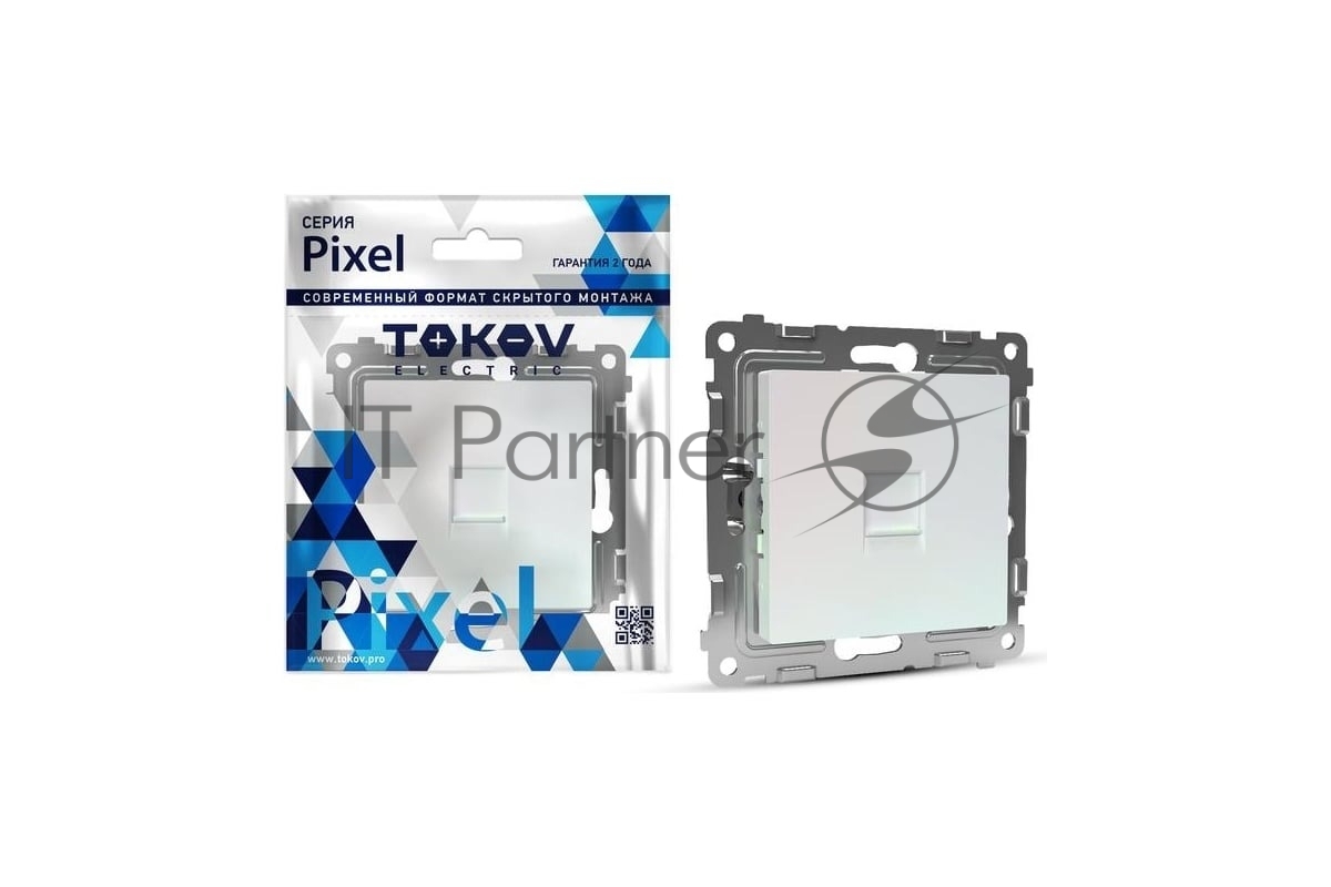 Розетка телефонная 1-м TOKOV ELECTRIC СП Pixel RJ11 механизм перламутр.
