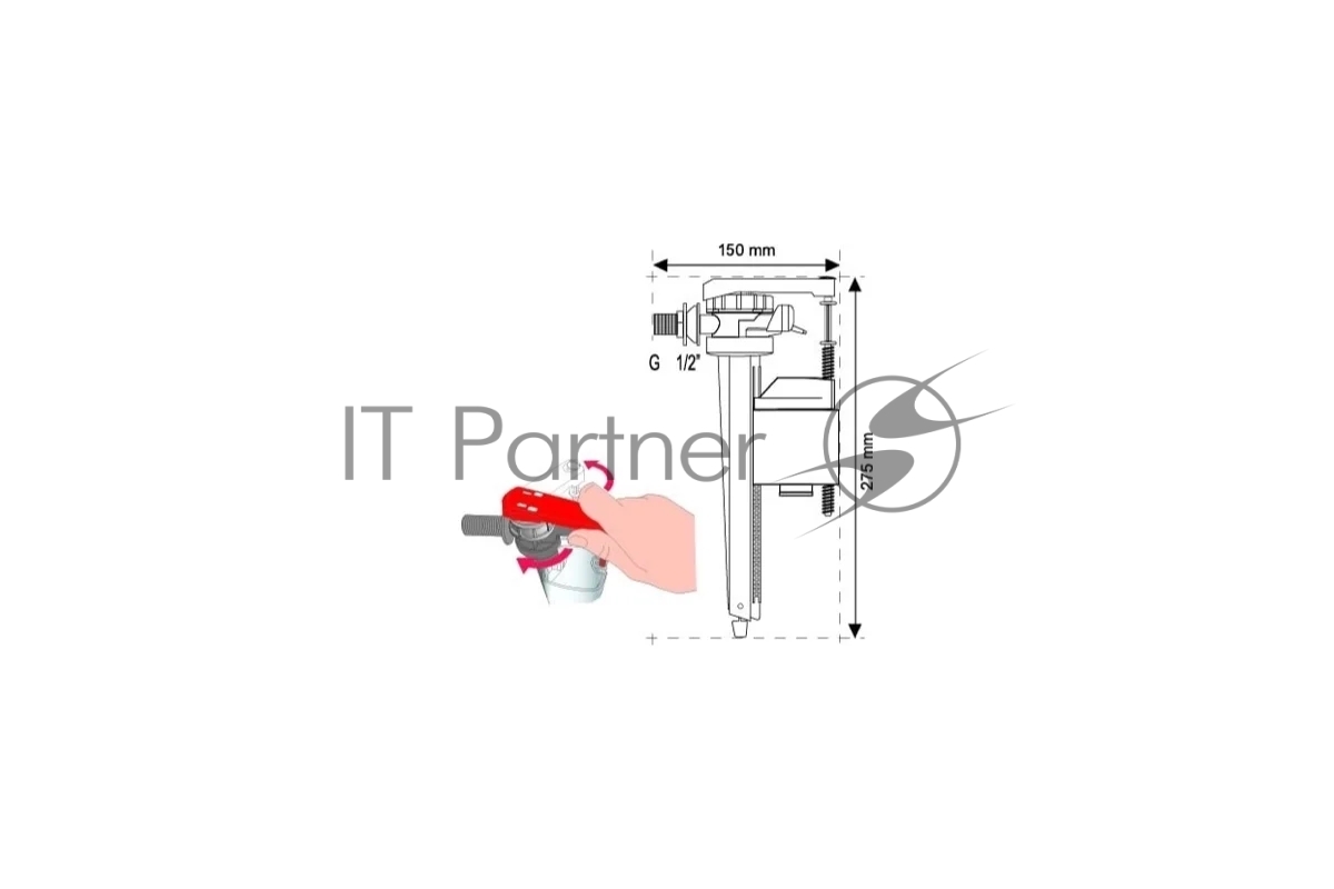 Заливной клапан JOLLYFILL FL150L1 боковой, винт, латунь 1/2"