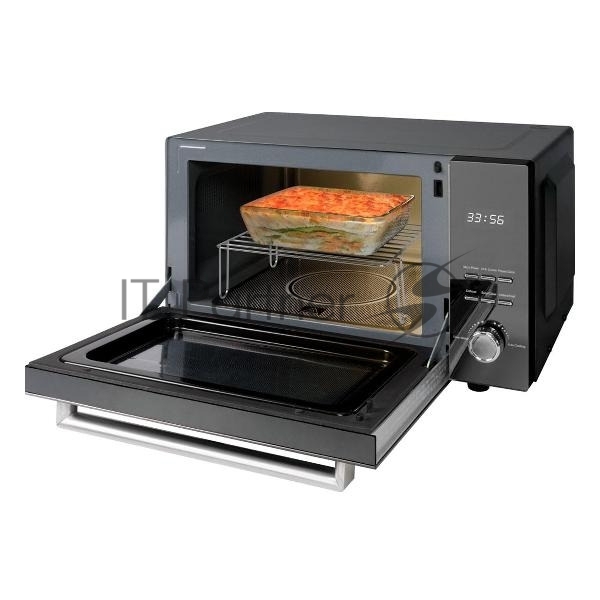Микроволновая печь Profi Cook PC-MWG 1204 черный/серебристый, 23 л, 800 Вт, переключатели - кнопки, поворотный механизм