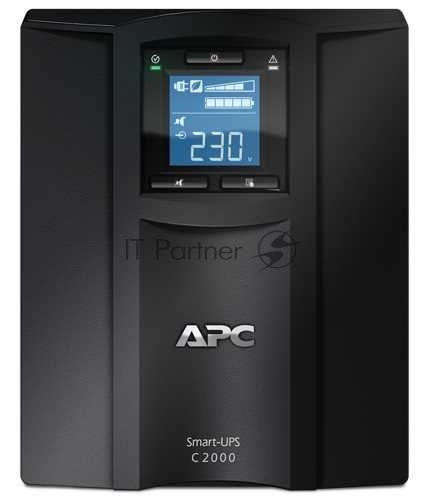 ИБП APC by SE - Smart-UPS C 2000 ВА/1300 Вт, Line-Interactive, in (230V 1xIEC-320 C20), 6xIEC-320 C13, 1xIEC-320 C19, Hot Swap User Replaceable Batteries, LCD, Tower, цвет чёрный, SMC2000I