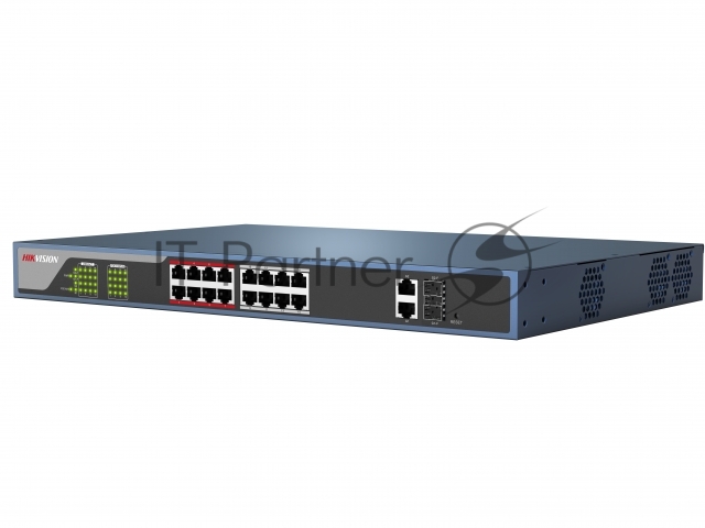 Коммутатор Hikvision DS-3E0318P-E(B), 16×1 Гбит/с PoE + 2×1 Гбит/с, неуправляемый