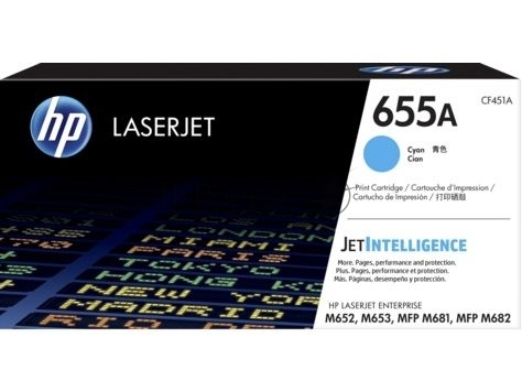 Картридж лазерный HP 655A голубой для HP CLJ M652/M653/MFP M681/M682 (CF451A) 10500 стр