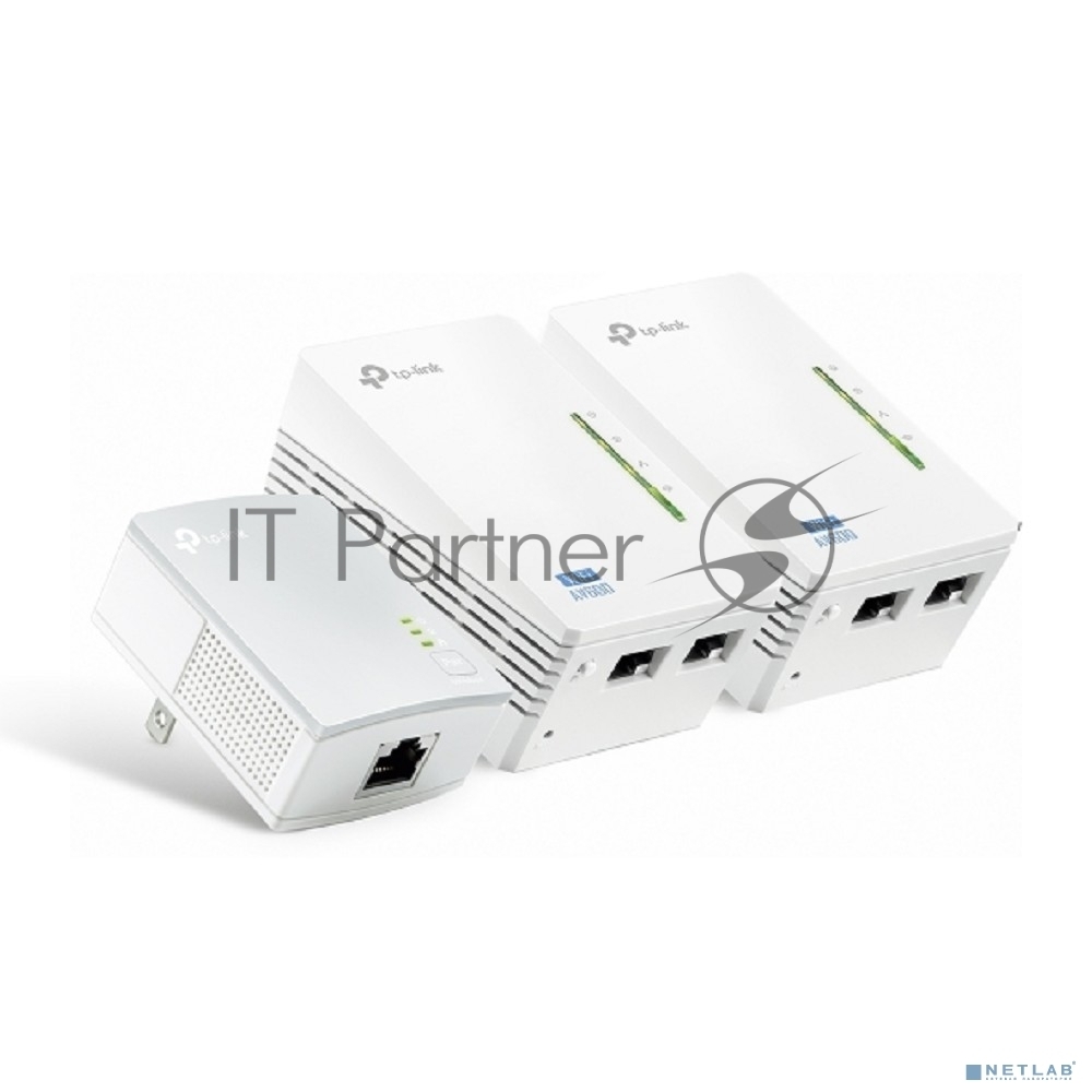 Сетевой адаптер AV600 Powerline Wi-Fi 3-pack KIT, Qualcoмм, 300Mbps at 2.4GHz,802.11b/g/n,600Mbps Powerline, 3-pack(1* TL-PA4010 & 2*TL-WPA4220)