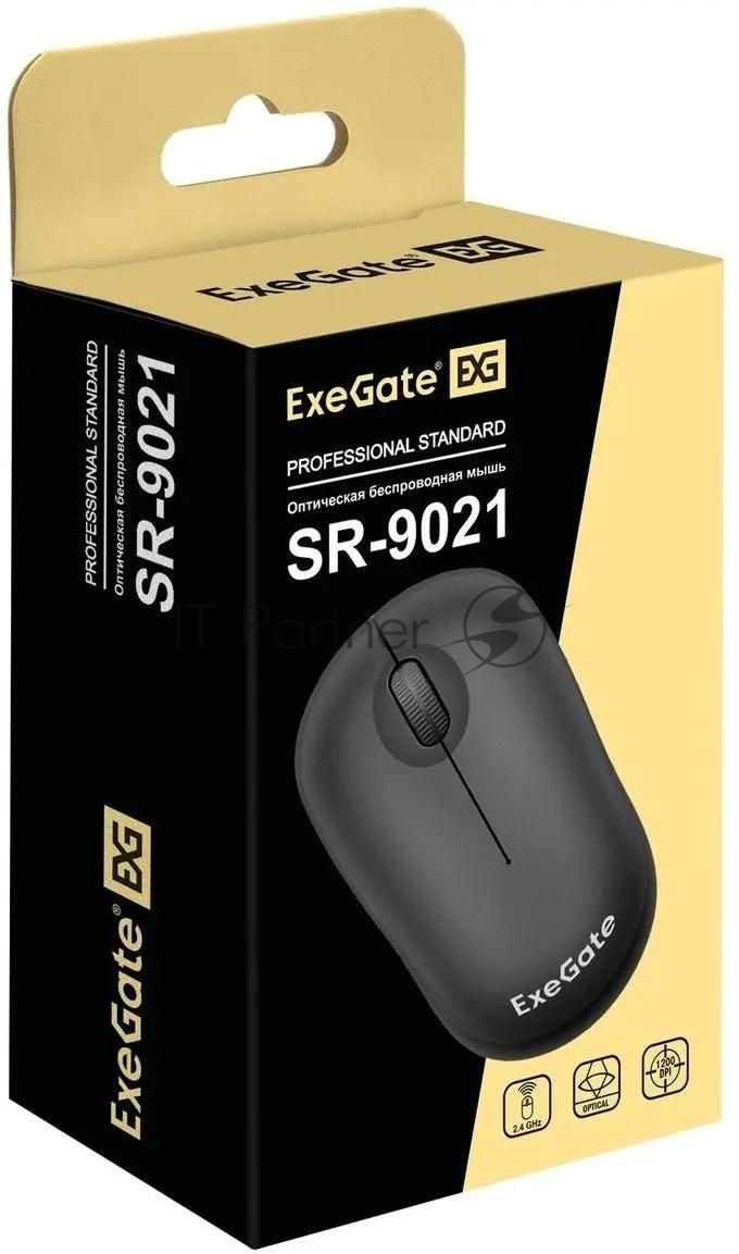 Exegate EX269649RUS Беспроводная мышь Exegate SR-9021 <black, optical, 3btn/scroll, 1000dpi, USB> Color box