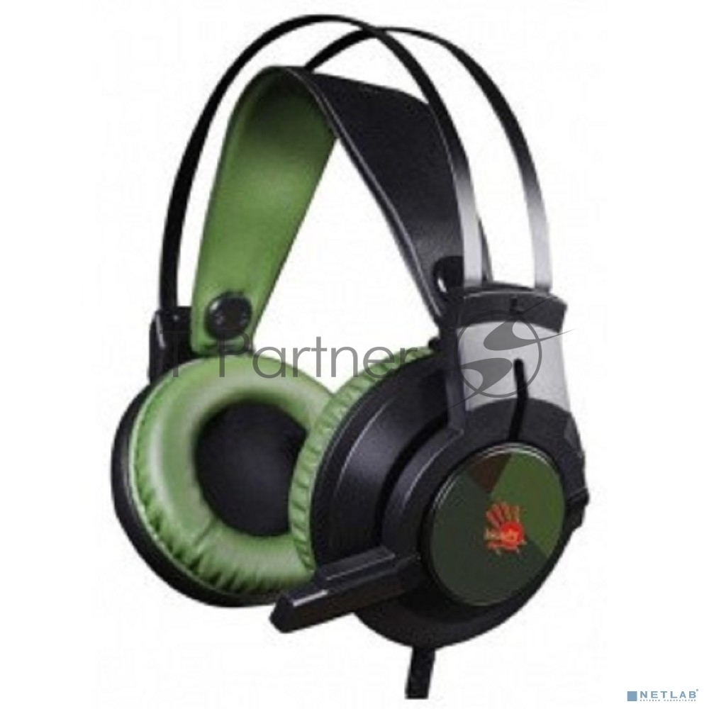Гарнитура Bloody J450 чёрный-зелёный, проводная, USB