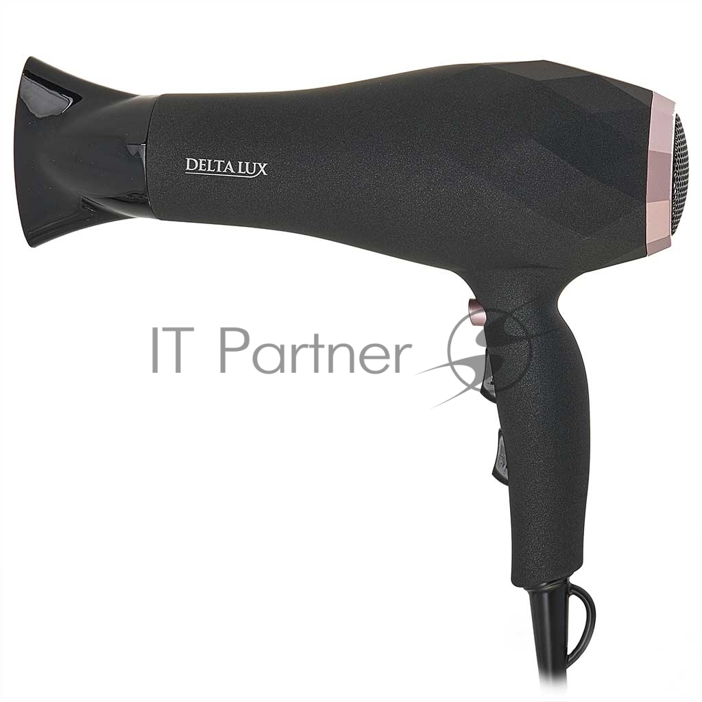 Фен DELTA LUX DL-0941 черный/розовый, 2200 Вт, ионизация