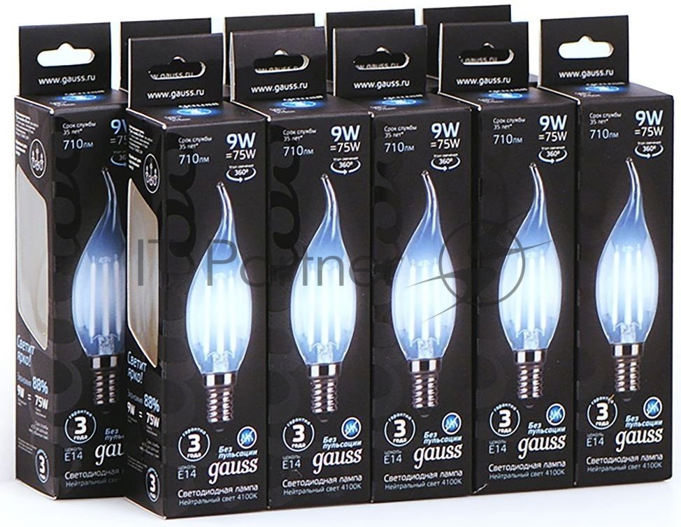 Лампа светодиодная Filament Свеча на ветру E14 9Вт 4100К Gauss 104801209