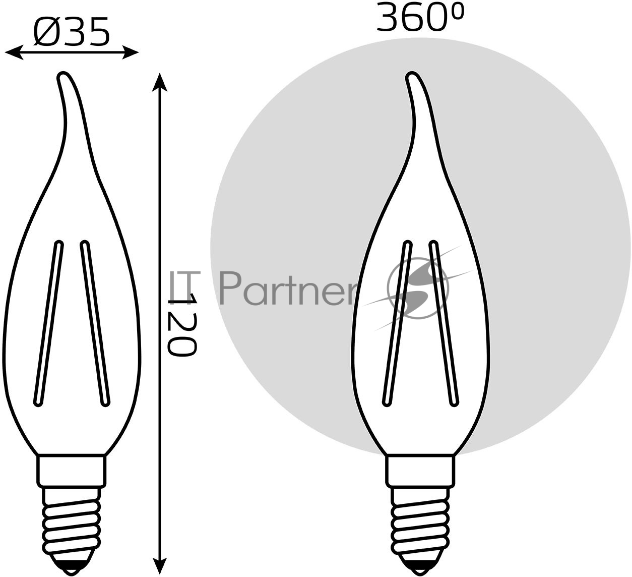 Лампа светодиодная Filament Свеча на ветру E14 7Вт 2700К Gauss 104801107