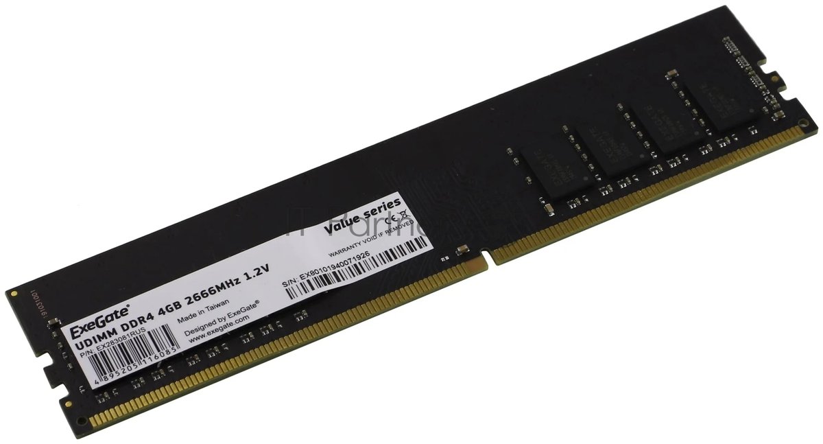 Exegate EX283081RUS Модуль памяти ExeGate Value DIMM DDR4 4GB <PC4-21300> 2666MHz