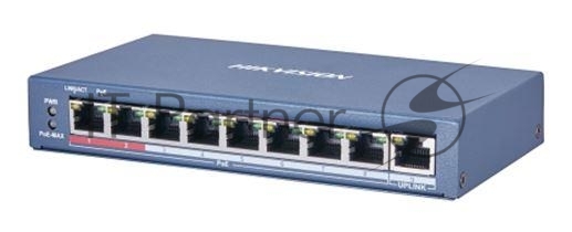 DS-3E0109P-E(C) - Коммутатор, Hikvision, DS-3E0109P-E(C), Неуправляемый, 8 x 10/100 Mbps, РоЕ 802.3af/at 115W, 1 x 10/100 Mbps , Настольный, Long Range Ports 1 to 4: up to 300 m.