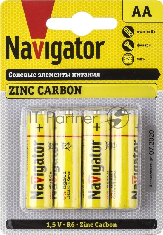 Элемент питания солевой Navigator NBT-NS-R6-BP4 (блист.4шт)