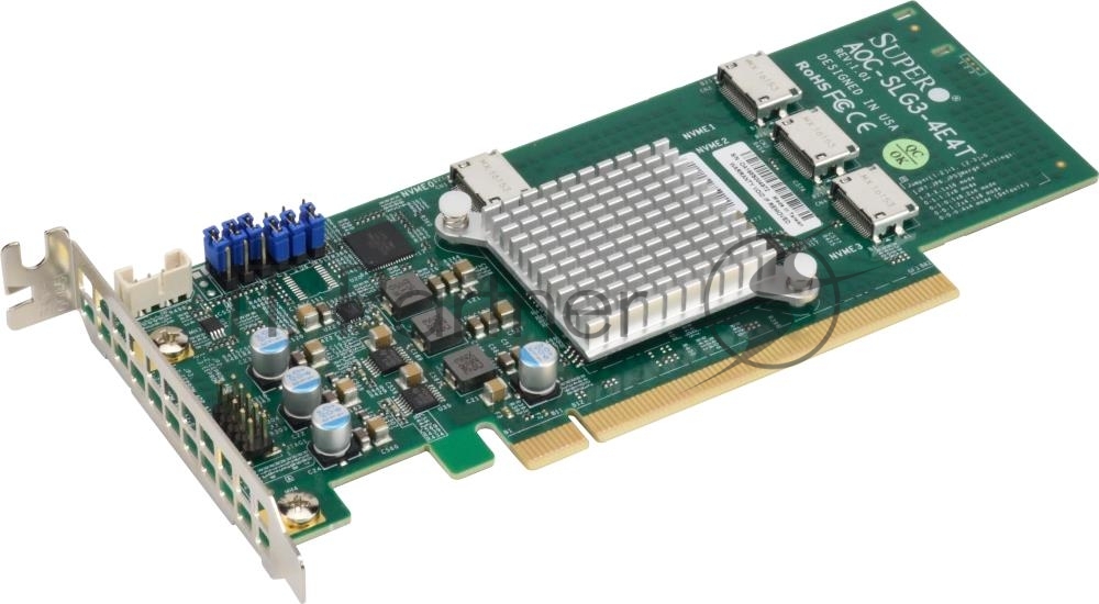 Контроллер SuperMicro AOC-SLG3-4E4T-O Quad port OCuLink retimer NVMe SSD add-on card for PCIe Gen3 x16 slot (252220) {10}