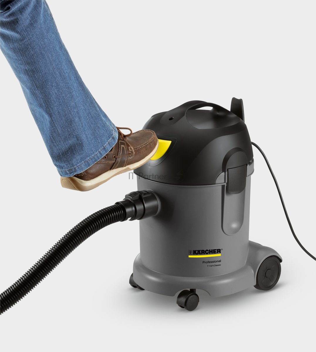 Пылесос Karcher T 14/1 Classic серый/желтый, 240/1600 Вт, уборка сухая, пылесборник мешок 14 л