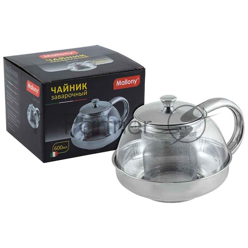 Чайник заварочный Mallony Menta-600 корпус/фильтр из нерж стали, 600 мл