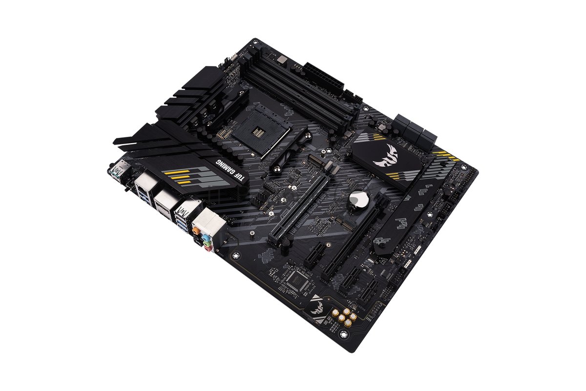 Материнская плата ASUS TUF GAMING B550-PLUS, AM4, AMD B550, 4xDDR4, 6xSATA, 2xM.2, 1xPCIe 4.0 x16, 1xPCIe 3.0 x16, 3xPCIe x1, DisplayPort, HDMI, 1x2.5Gb LAN, USB Type-C, 5x3.5 мм, 7.1, ATX